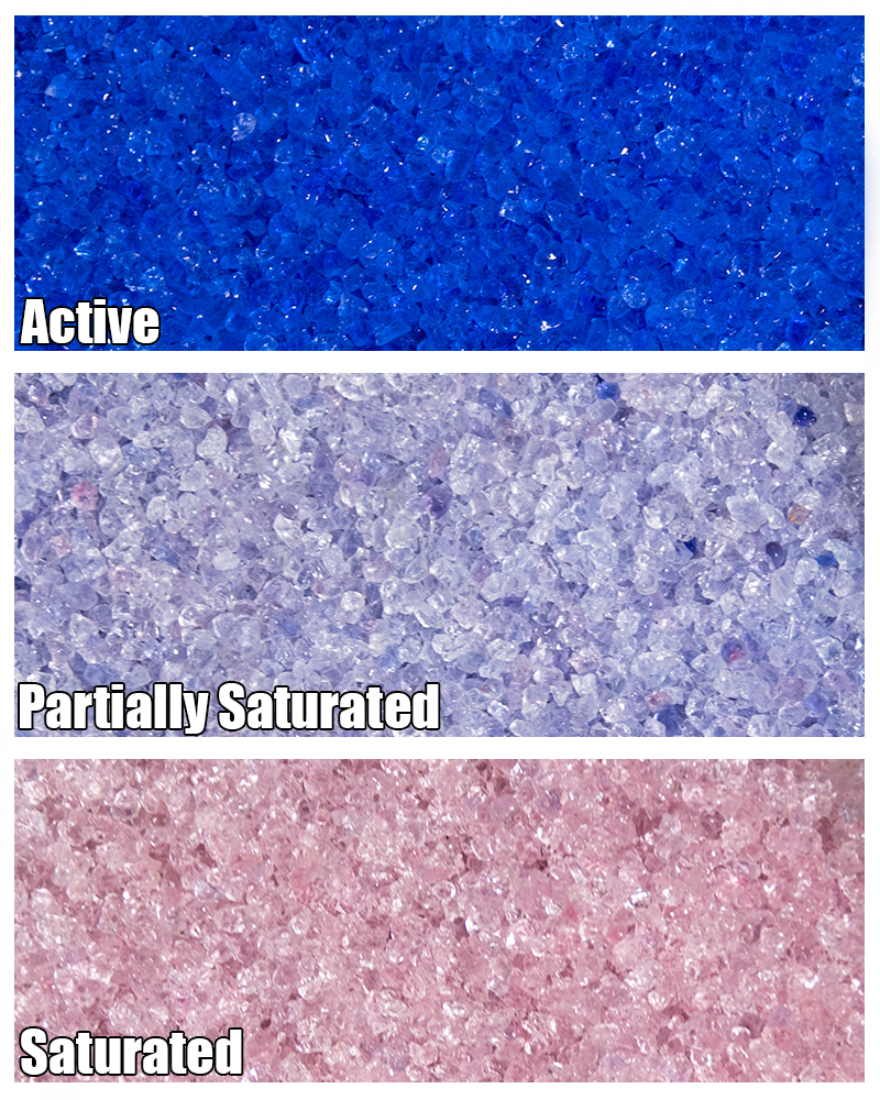 Color changing Indicating Silica Gel Beads phase from cobalt blue to purple to pink